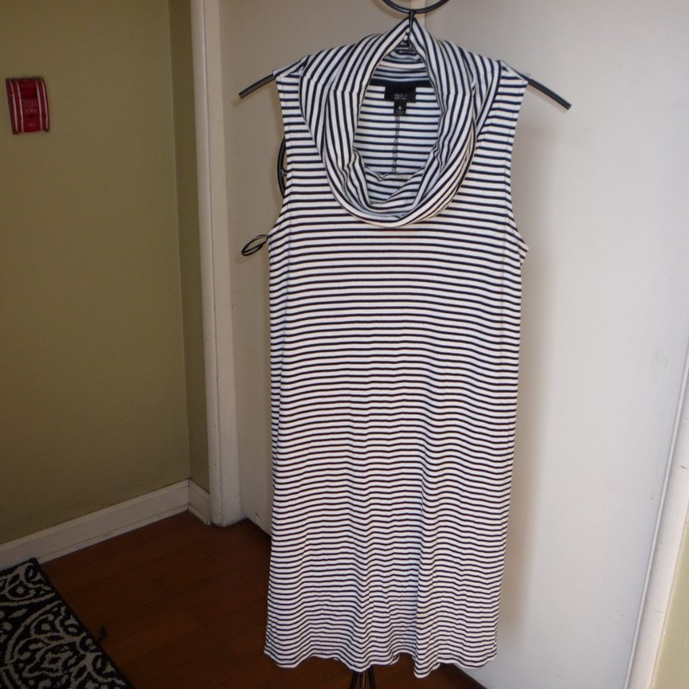 MOSSIMO SUPPLY BLACK & WHITE STRIPED DRESS S NWOT PULL ON